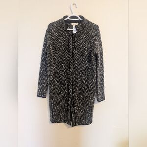 Cocogio Italy Wool Herringbone Longline Coatigan Jacket Veste Cardigan Small S/P
